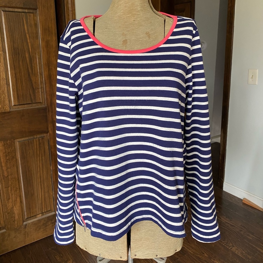 Anthropologie Blue & White Striped Top - Med